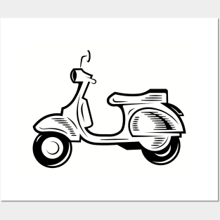 Vintage Scooter Drawing Posters and Art